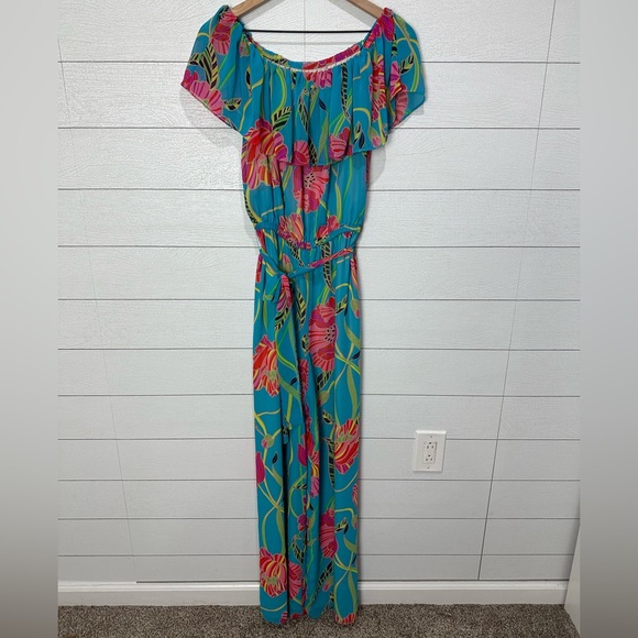 Trina Turk Blue Tropical Jumper Size 6 - Picture 1 of 10